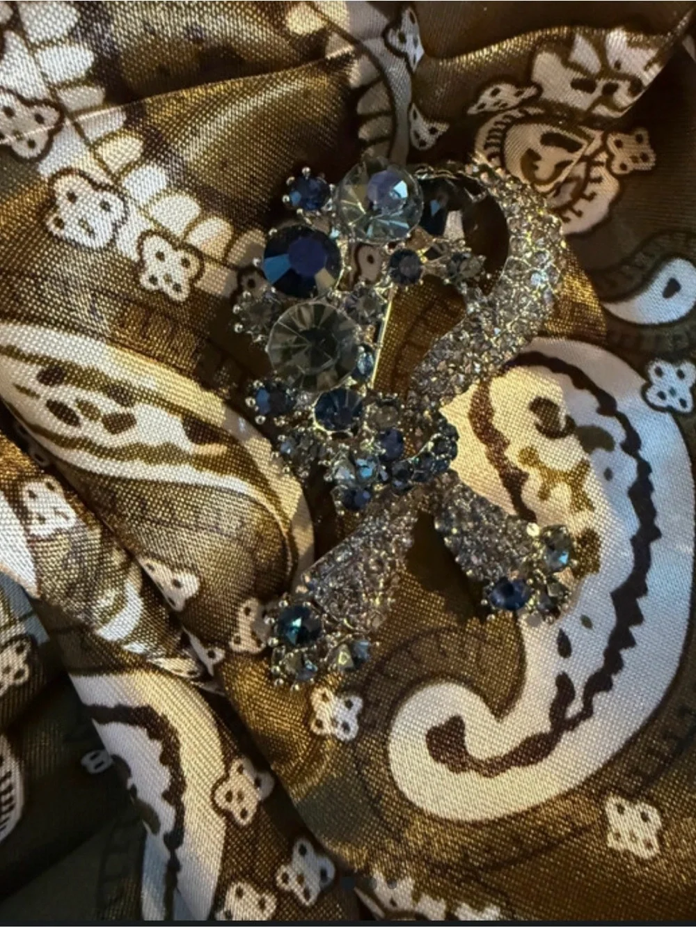 Olive Green Paisley Satin Scarf